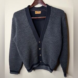 VINTAGE Puritan Cardigan Sweater Mens 40 Gray Birdseye Knit Wool.60s 70s US Made